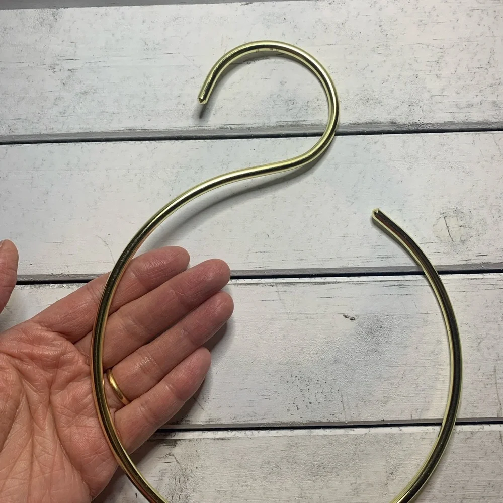 2 Gold Metal Accessories Hanger, Large s hook for scarfs, ties, scrunchies, hats